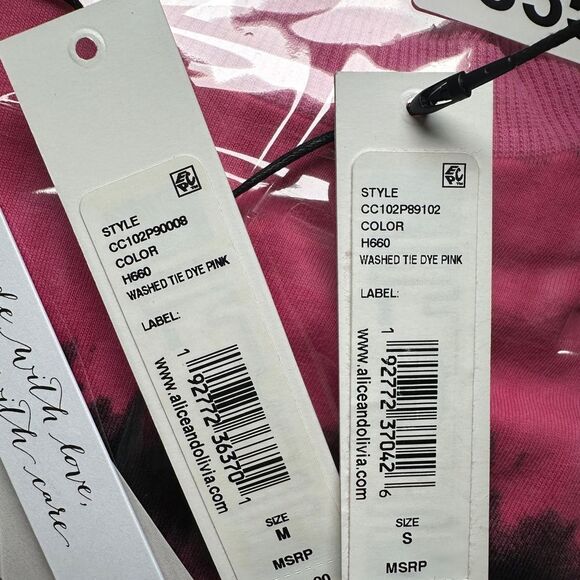 Alice + Olivia Pink and Black Tie-Dye Top And Pant Set Top Size M Pant Size S - Picture 16 of 16